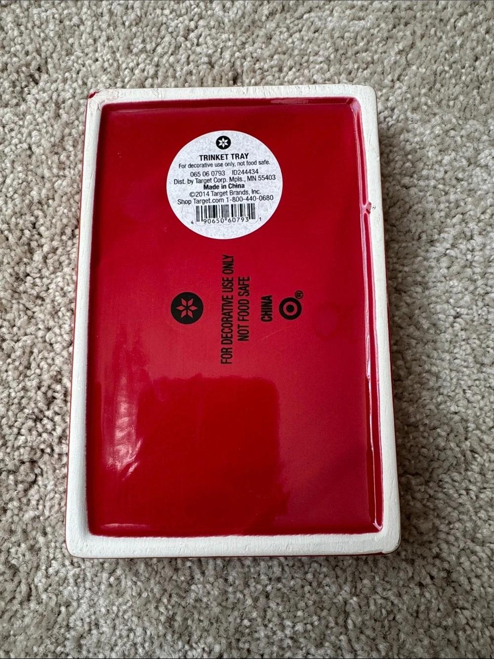 Target Red Ceramic Vanity Trinket  Tray with Quote